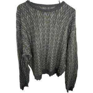 Unbranded Mens Slouchy Chevron Patterned Knit Pullover Sweater